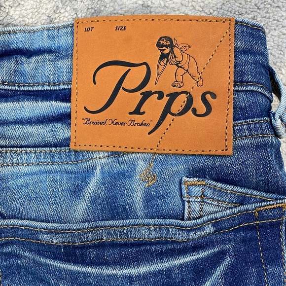 New PRPS Windsor Tapered Skinny Fit Jeans Sorry Graffiti Writing Sz 36 - Picture 9 of 14